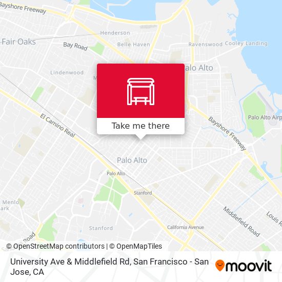 Mapa de University Ave & Middlefield Rd
