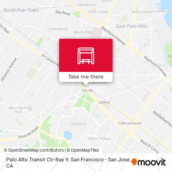 Mapa de Palo Alto Transit Ctr-Bay 9