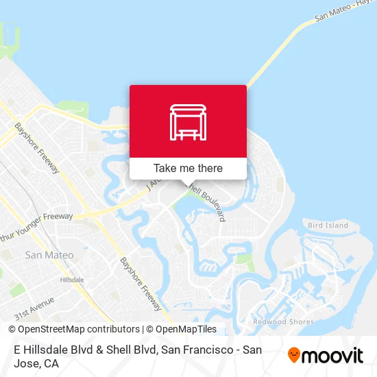E Hillsdale Blvd & Shell Blvd map