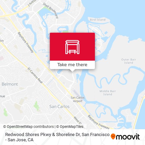 Redwood Shores Pkwy & Shoreline Dr map