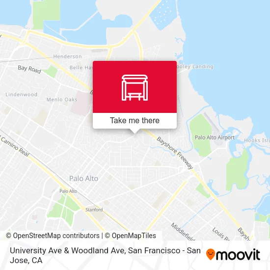 University Ave & Woodland Ave map