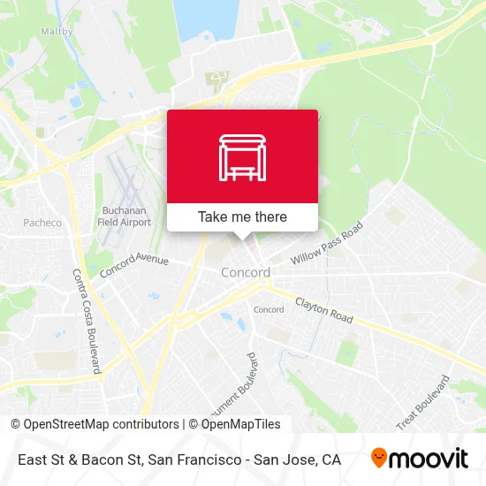 East St & Bacon St map