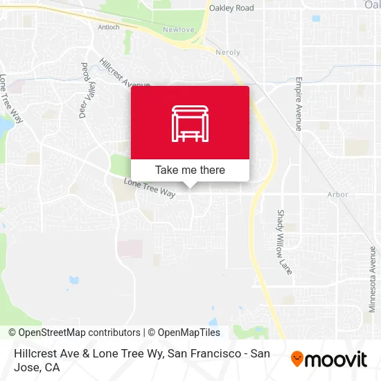 Hillcrest Ave & Lone Tree Wy map