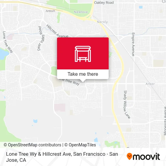 Lone Tree Wy & Hillcrest Ave map
