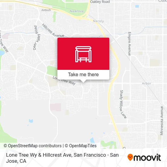 Lone Tree Wy & Hillcrest Ave map