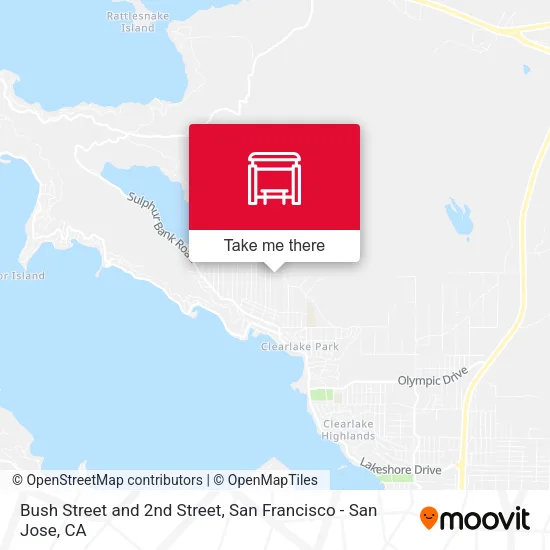 Bush Street and 2nd Street map