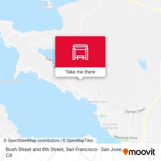 Bush Street and 8th Street map