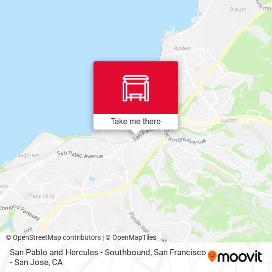 San Pablo and Hercules - Southbound map