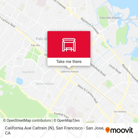 California Ave Caltrain (N) map