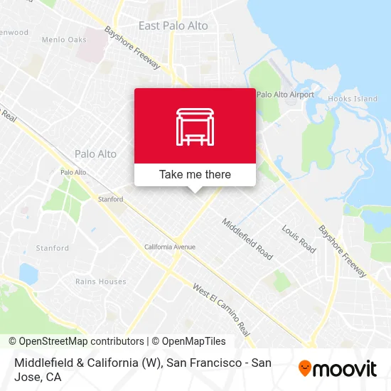 Middlefield & California (W) map
