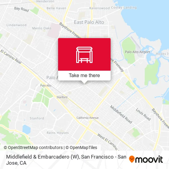 Middlefield & Embarcadero (W) map