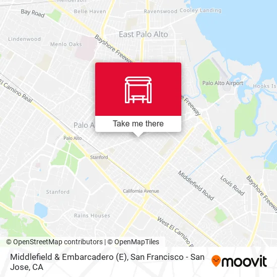Middlefield & Embarcadero map