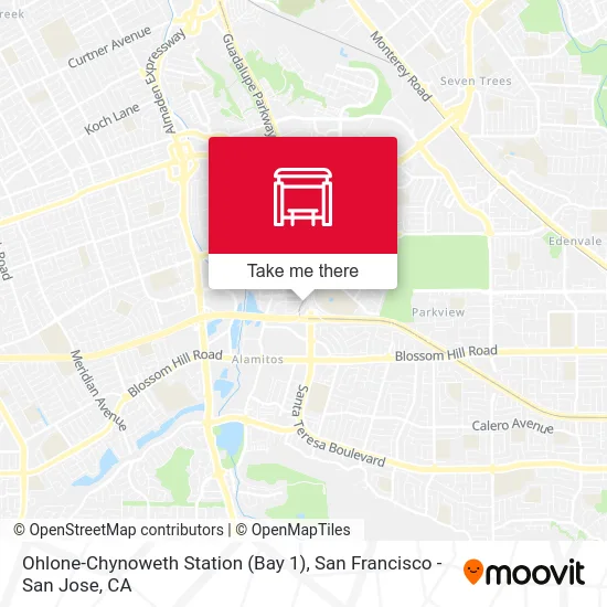 Ohlone-Chynoweth Station (Bay 1) map
