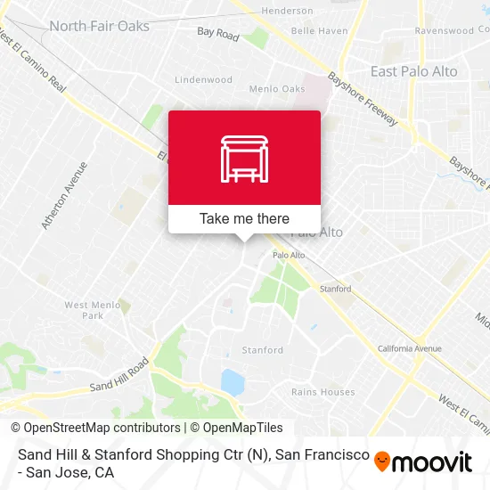 Sand Hill & Stanford Shopping Ctr (N) map