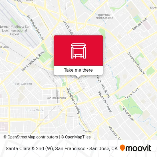 Santa Clara & 2nd (W) map