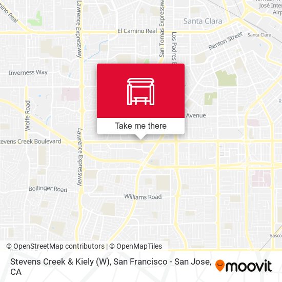 Stevens Creek & Kiely (W) map