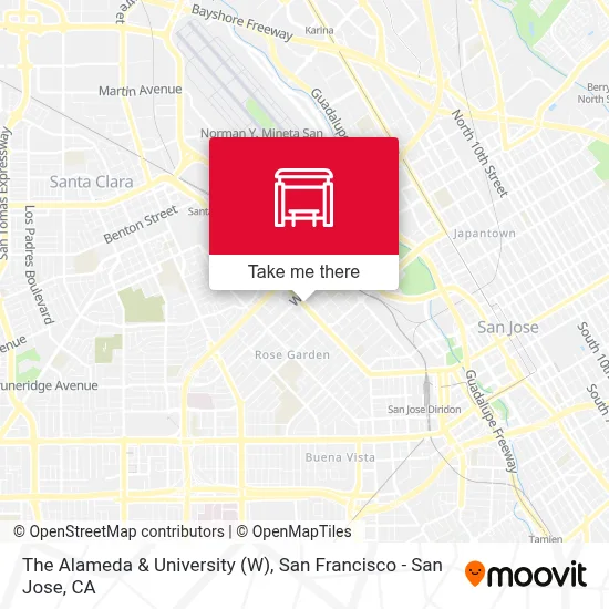 The Alameda & University (W) map
