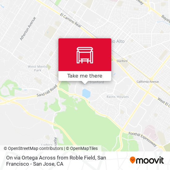 On via Ortega Across from Roble Field map