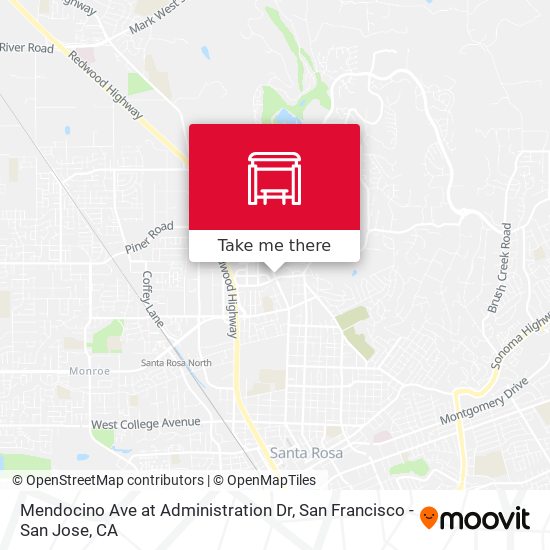 Mendocino Ave at Administration Dr map