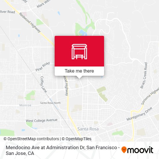 Mendocino Ave at Administration Dr map