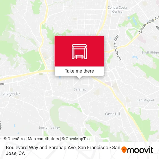 Boulevard Way and Saranap Ave map