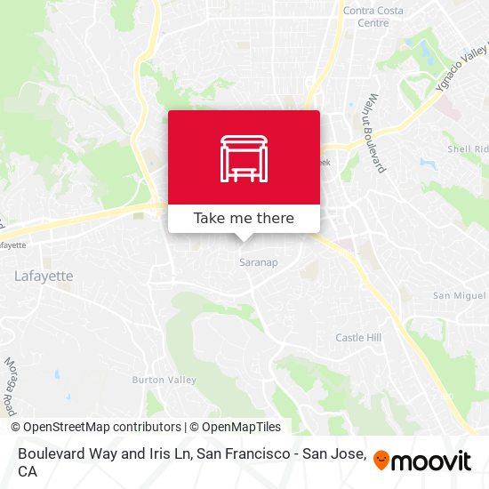 Boulevard Way and Iris Ln map