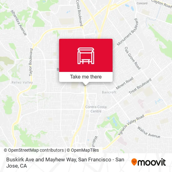 Buskirk Ave and Mayhew Way map