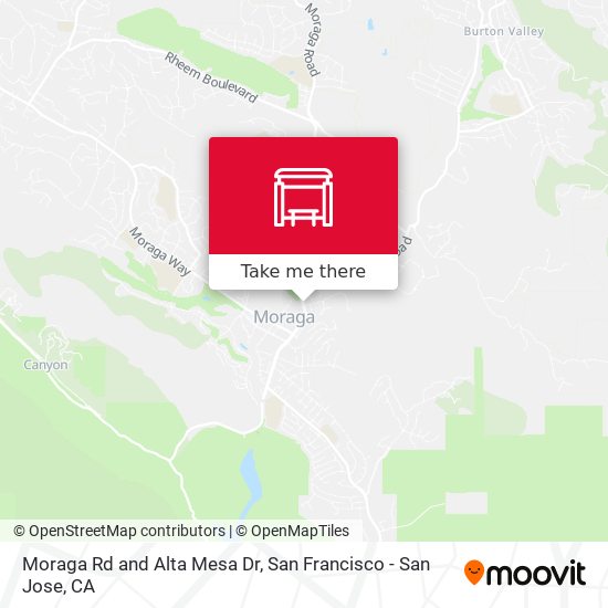 Moraga Rd and Alta Mesa Dr map