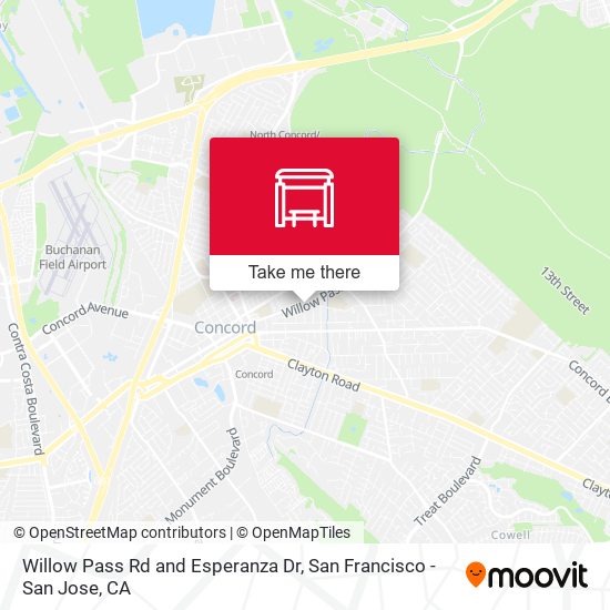 Willow Pass Rd and Esperanza Dr map