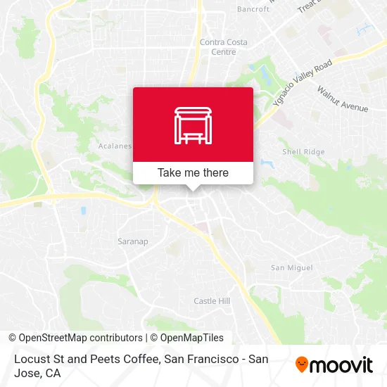 Locust St and Peets Coffee map