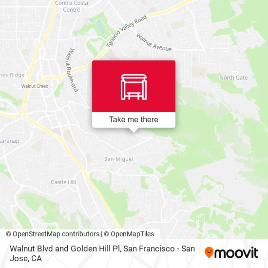 Walnut Blvd and Golden Hill Pl map