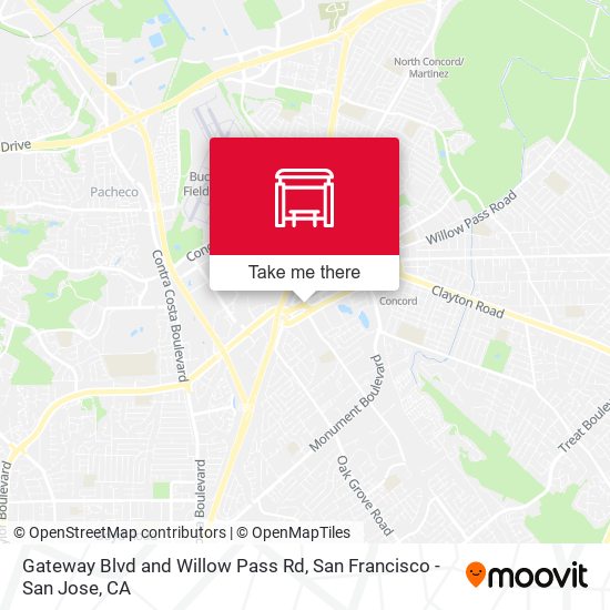 Gateway Blvd and Willow Pass Rd map