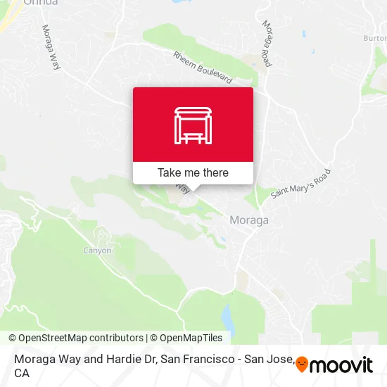 Moraga Way and Hardie Dr map