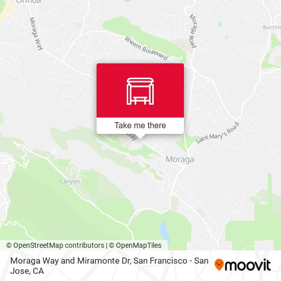 Moraga Way and Miramonte Dr map