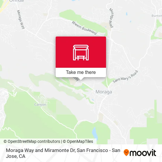 Moraga Way and Miramonte Dr map