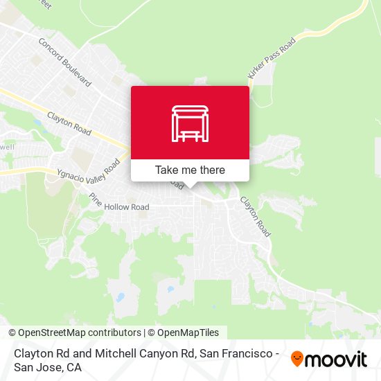 Clayton Rd and Mitchell Canyon Rd map
