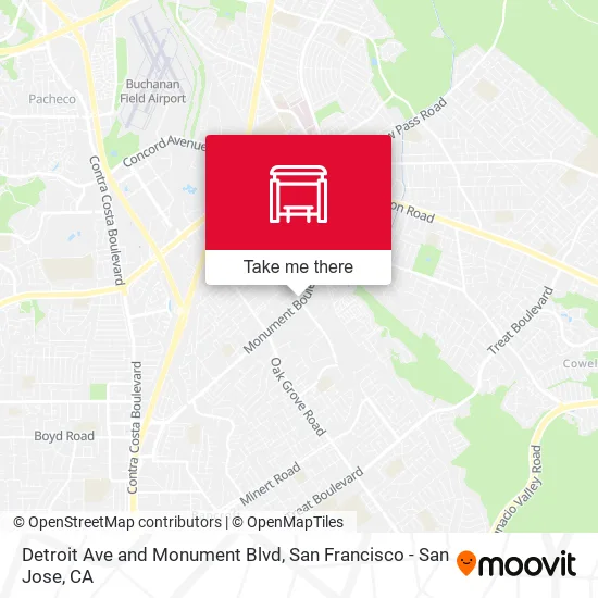 Detroit Ave and Monument Blvd map