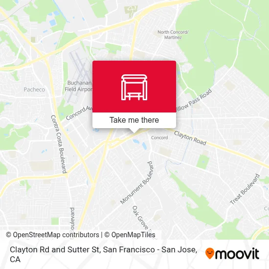 Clayton Rd and Sutter St map