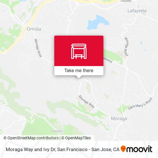 Moraga Way and Ivy Dr map