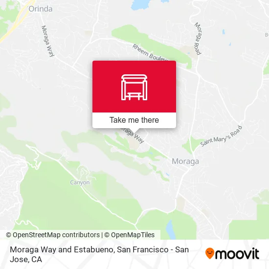Moraga Way and Estabueno map