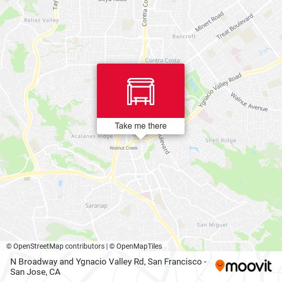 N Broadway and Ygnacio Valley Rd map