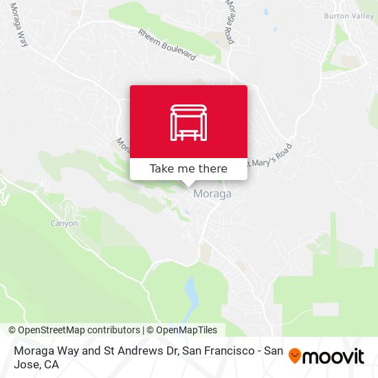 Moraga Way and St Andrews Dr map