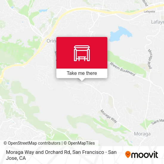 Moraga Way and Orchard Rd map