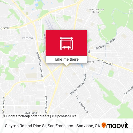 Clayton Rd and Pine St map