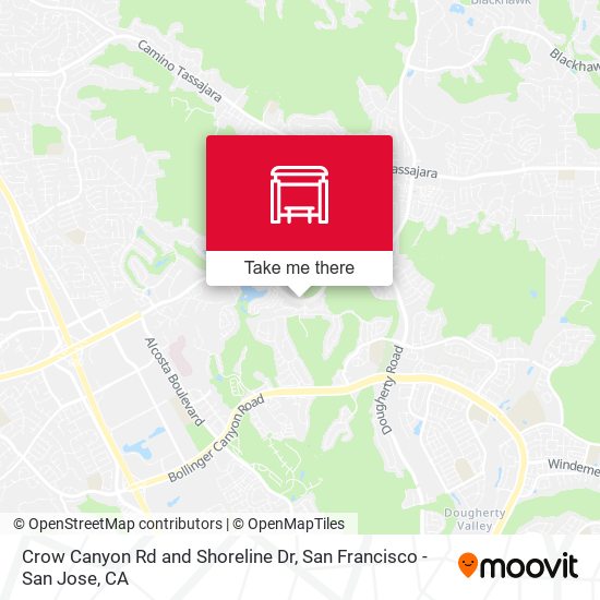 Crow Canyon Rd and Shoreline Dr map