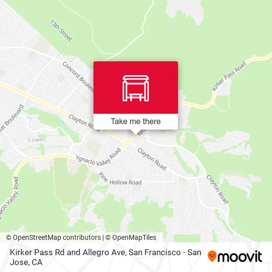 Kirker Pass Rd and Allegro Ave map