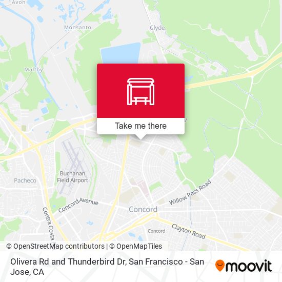 Olivera Rd and Thunderbird Dr map