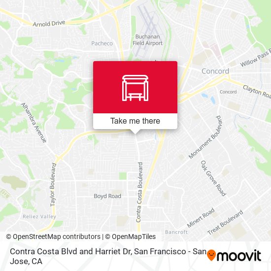 Contra Costa Blvd and Harriet Dr map