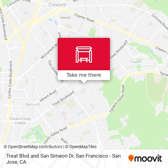 Treat Blvd and San Simeon Dr map