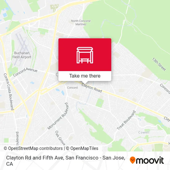 Clayton Rd and Fifth Ave map